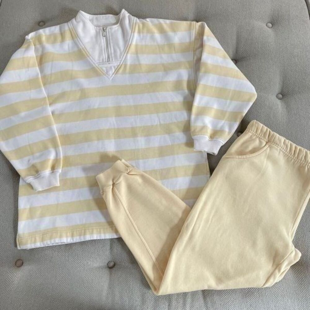 Vintage 90s Mervyns Sweatshirt Sweatpants Yellow Stripe M L XL